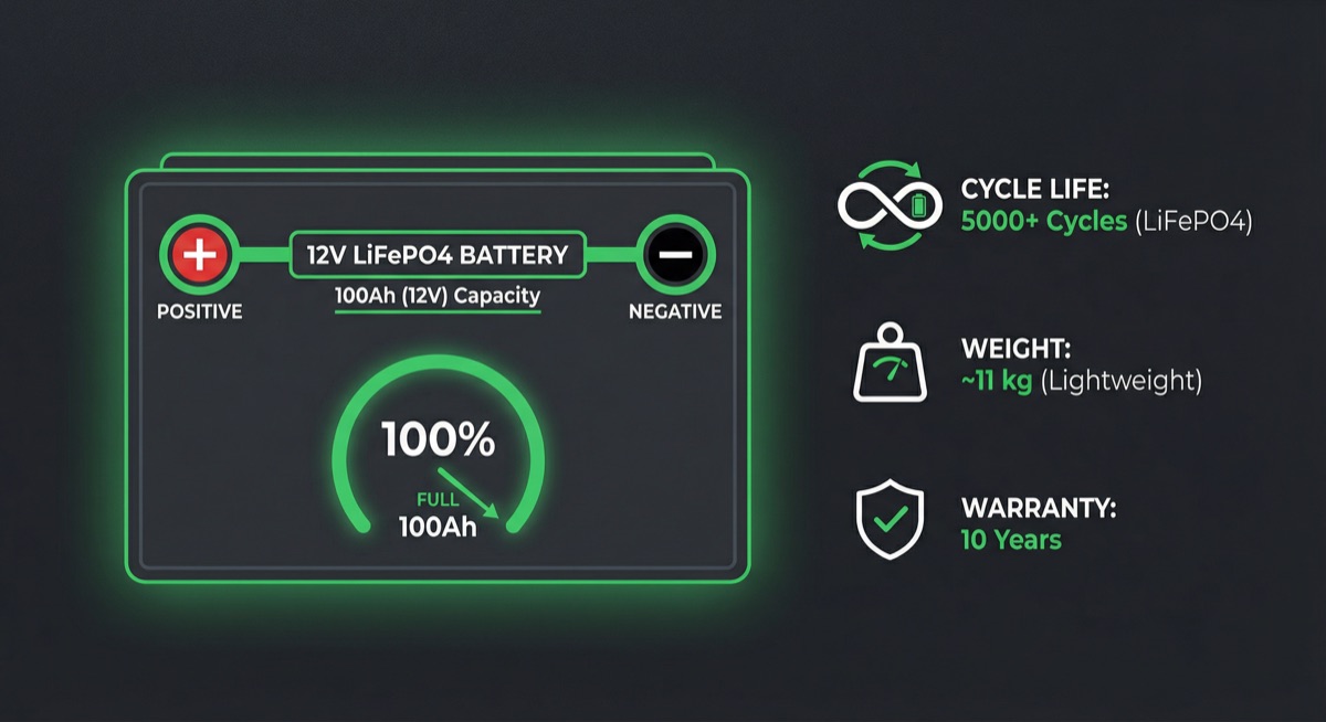 12V lithium battery unit for van or RV